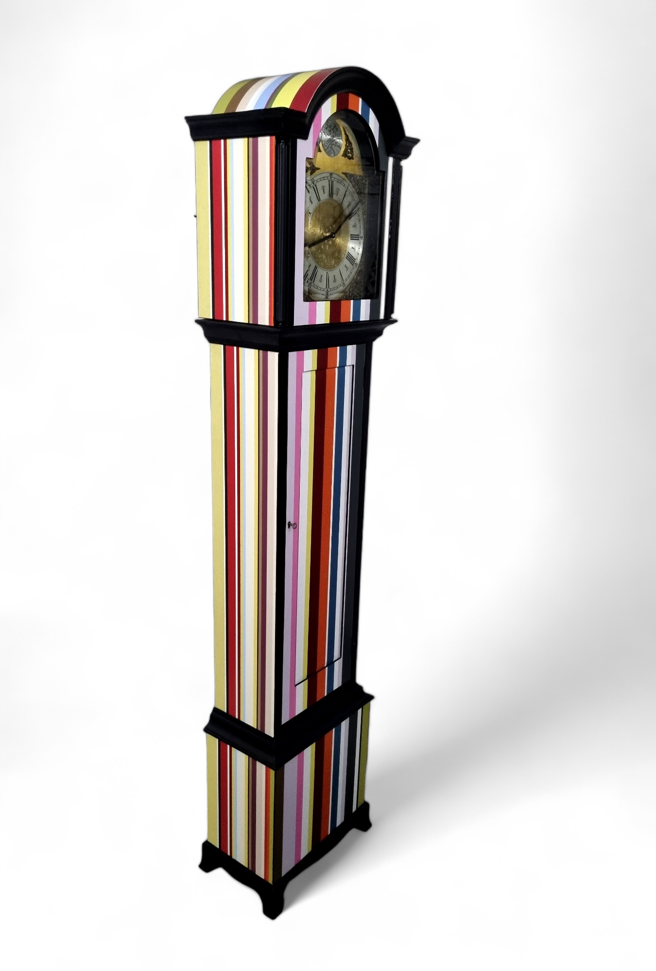 Vintage Grandfather Clock Refurbished and Decoupaged with Luxury Striped Paper