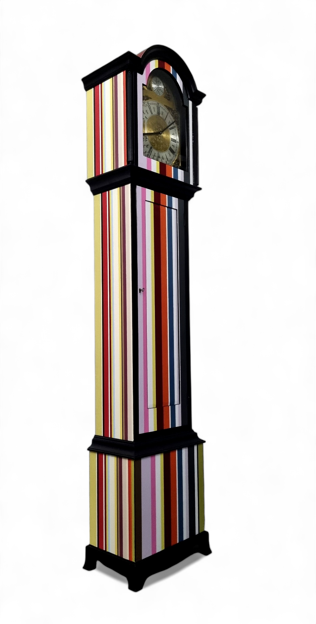 Vintage Grandfather Clock Refurbished and Decoupaged with Luxury Striped Paper