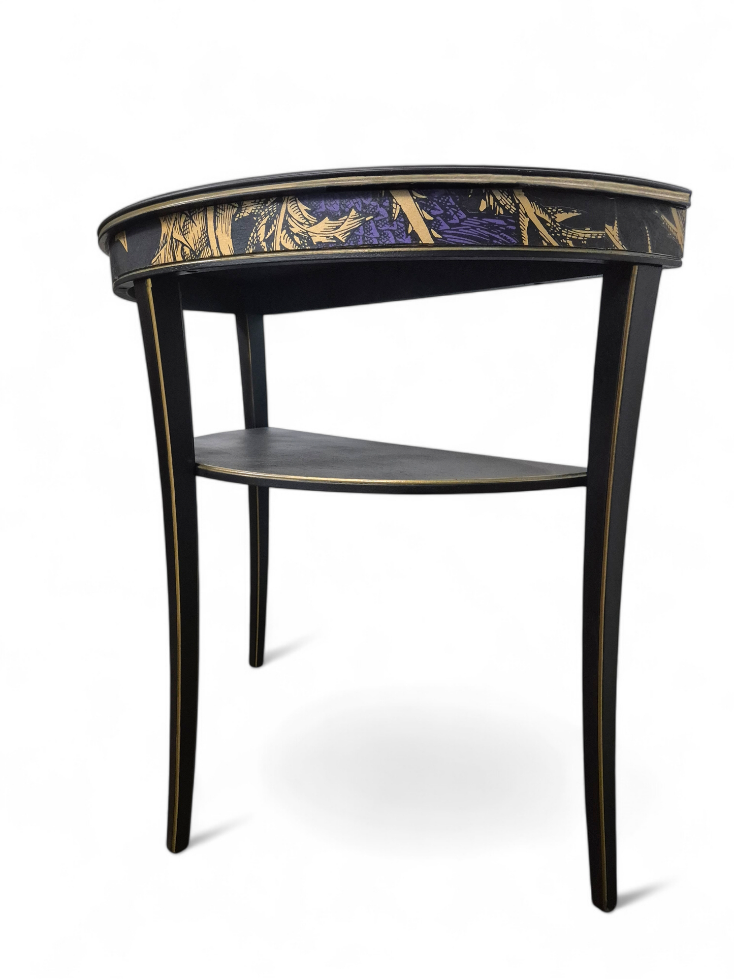 Luxury Upcycled Vintage Console Side Table Timorous Beasties with Thistle & Glass Top