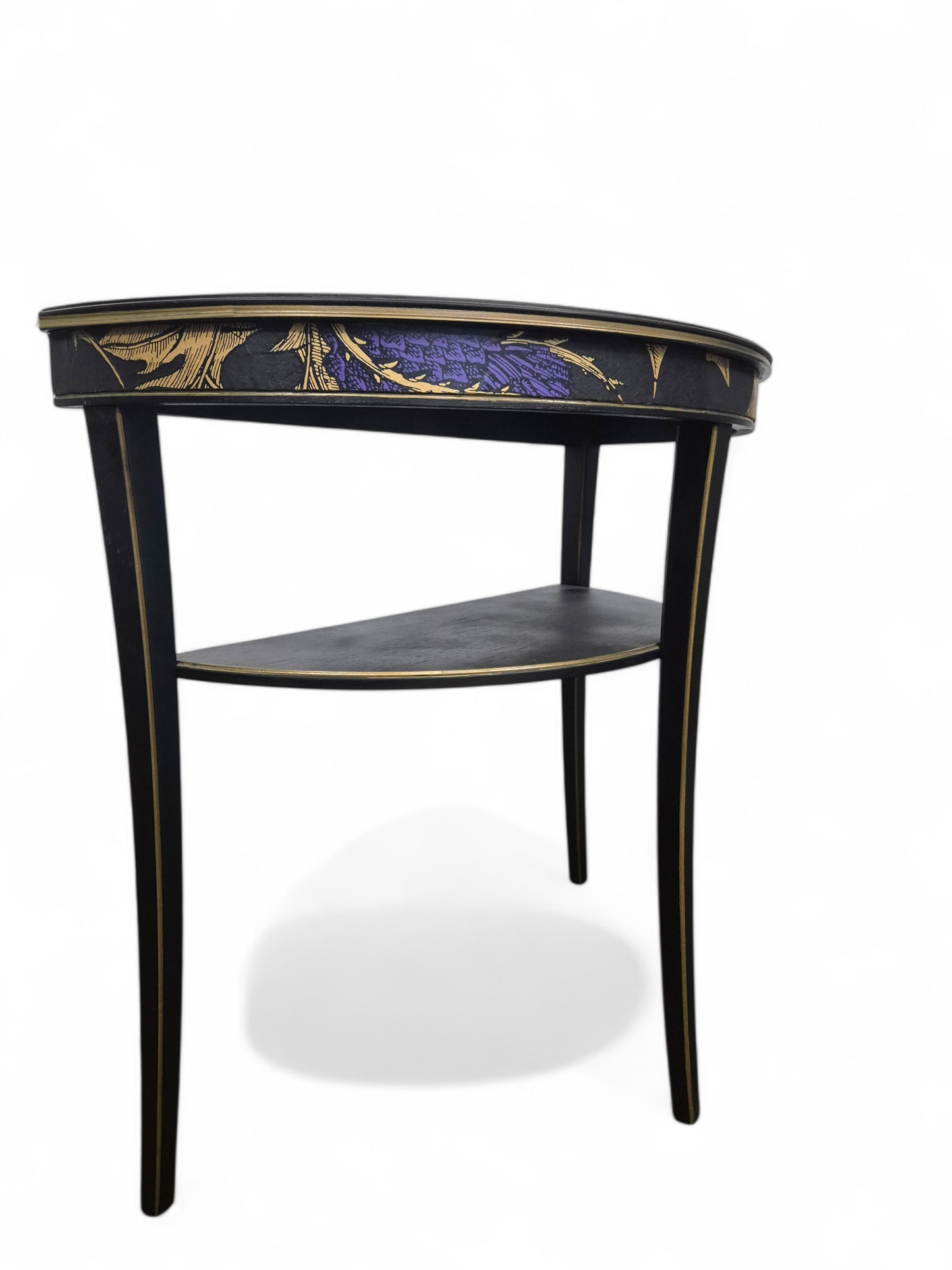 Luxury Upcycled Vintage Console Side Table Timorous Beasties with Thistle & Glass Top