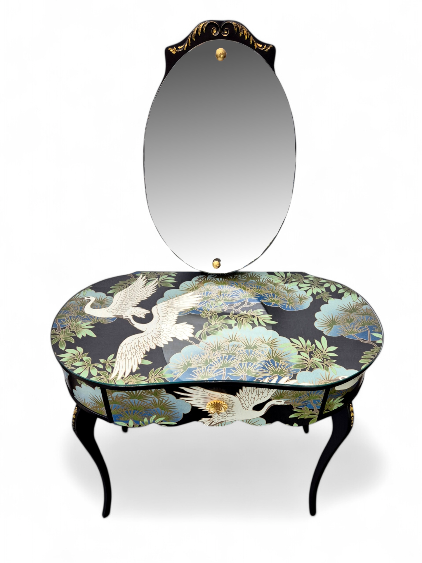 Luxury Upcycled Vintage Dressing Table with Chinoiserie Decoupage