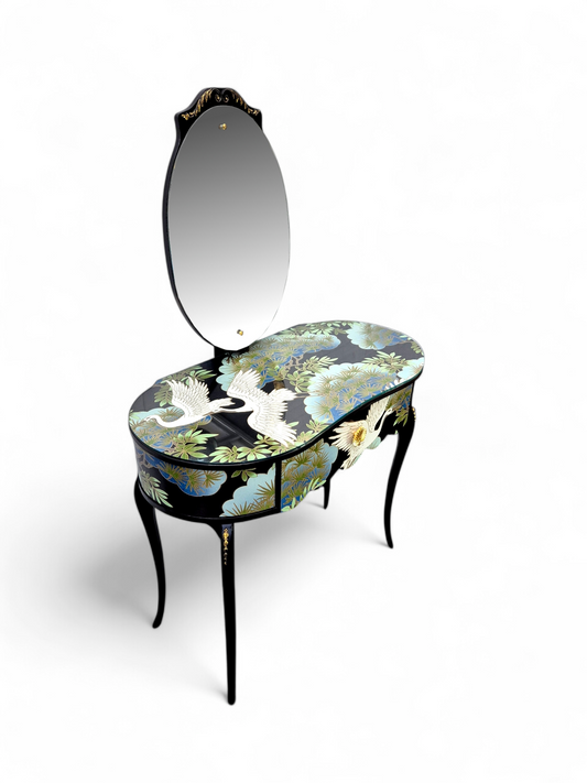 Luxury Upcycled Vintage Dressing Table with Chinoiserie Decoupage