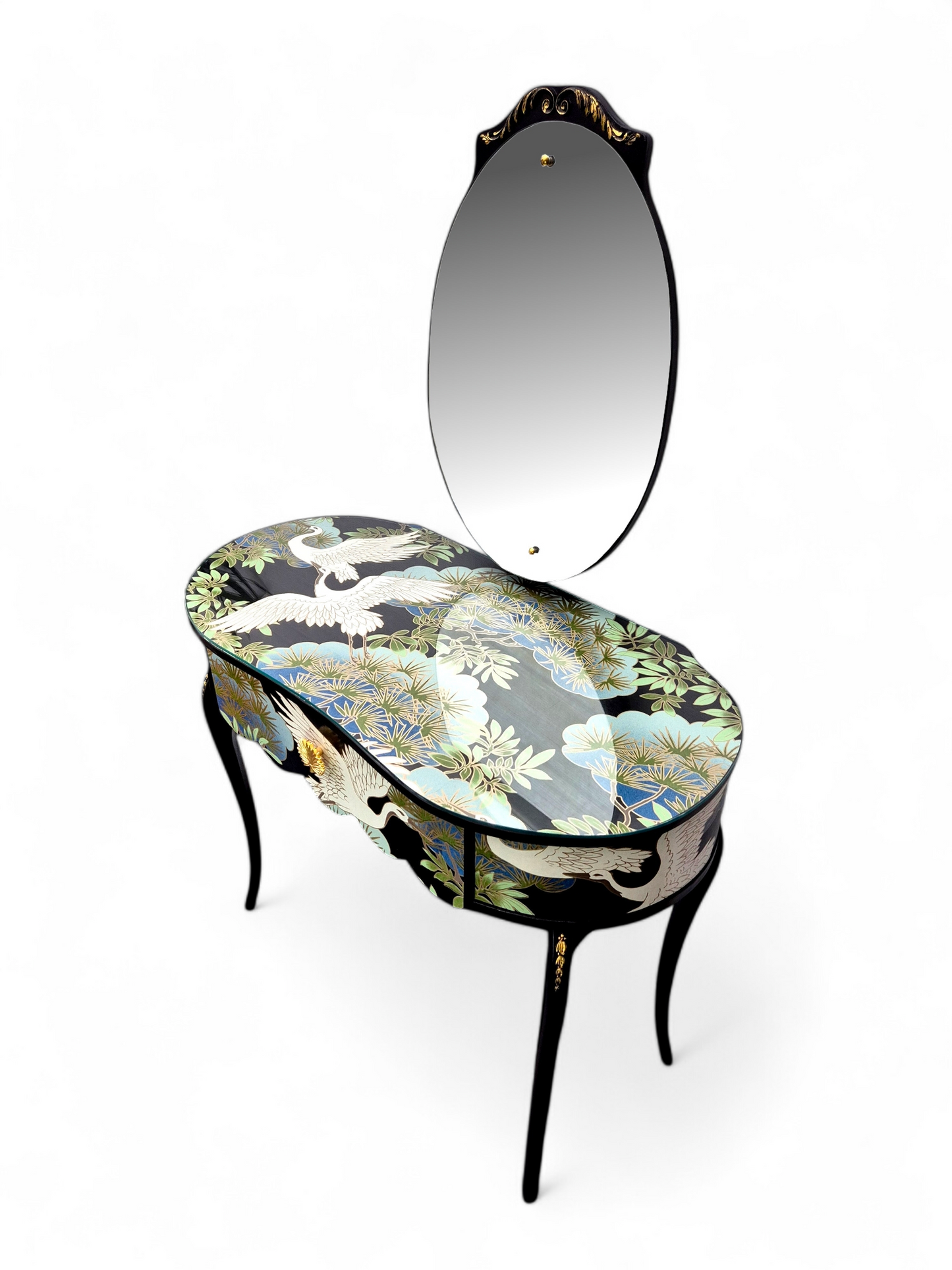 Luxury Upcycled Vintage Dressing Table with Chinoiserie Decoupage