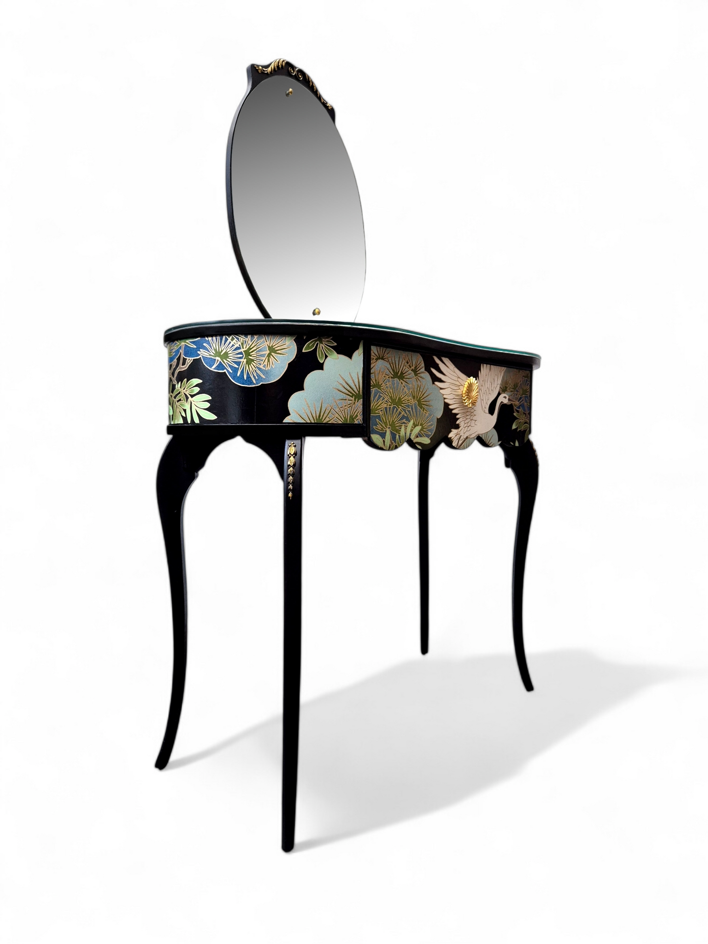 Luxury Upcycled Vintage Dressing Table with Chinoiserie Decoupage