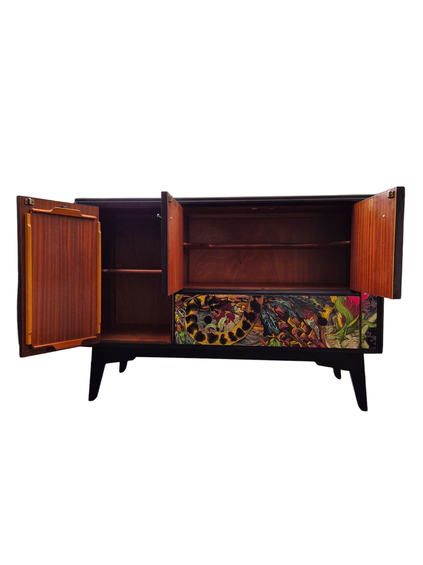 Luxury Mid Century G Plan Sideboard/ TV unit Timorous Beasties Clouded Leopard