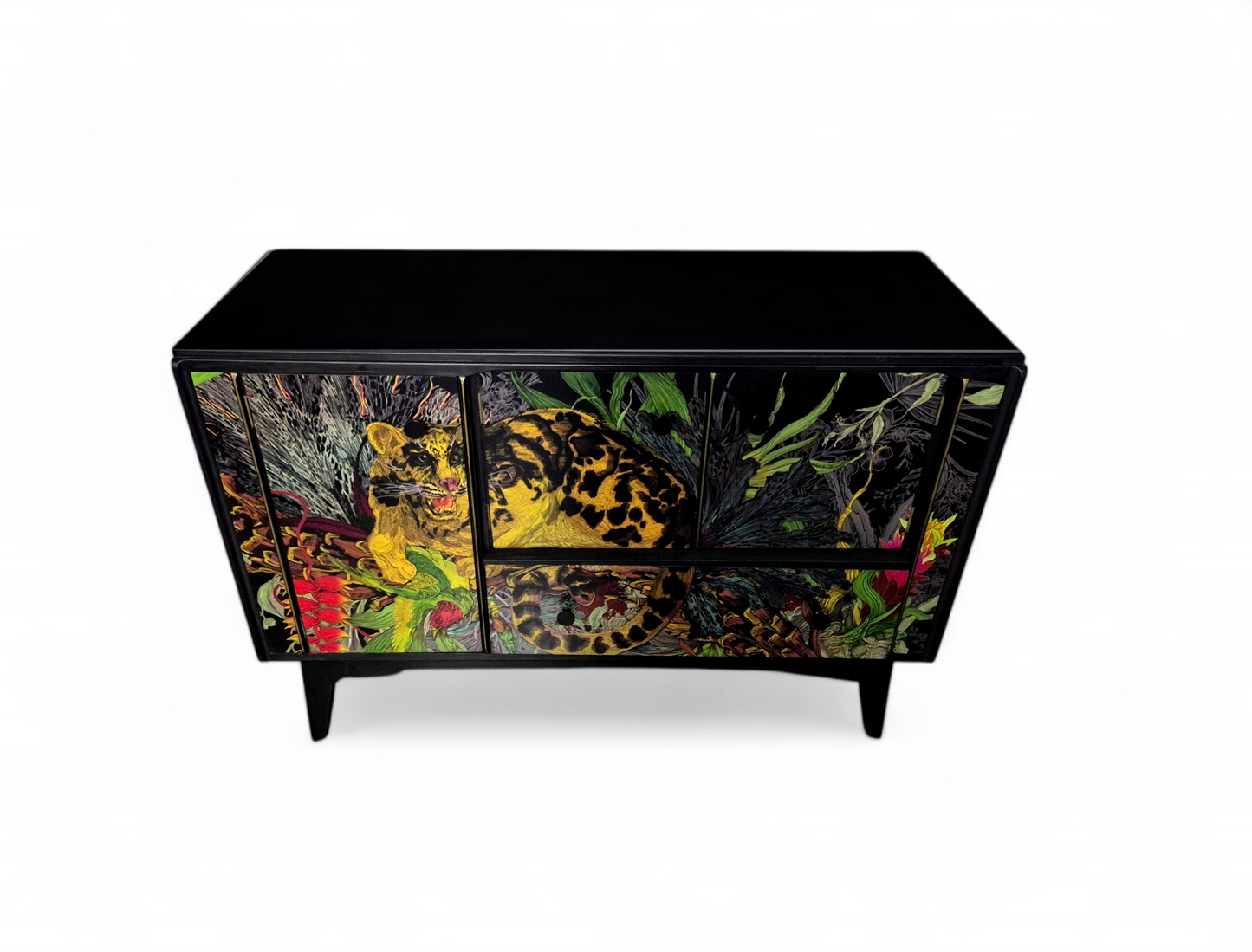 Luxury Mid Century G Plan Sideboard/ TV unit Timorous Beasties Clouded Leopard