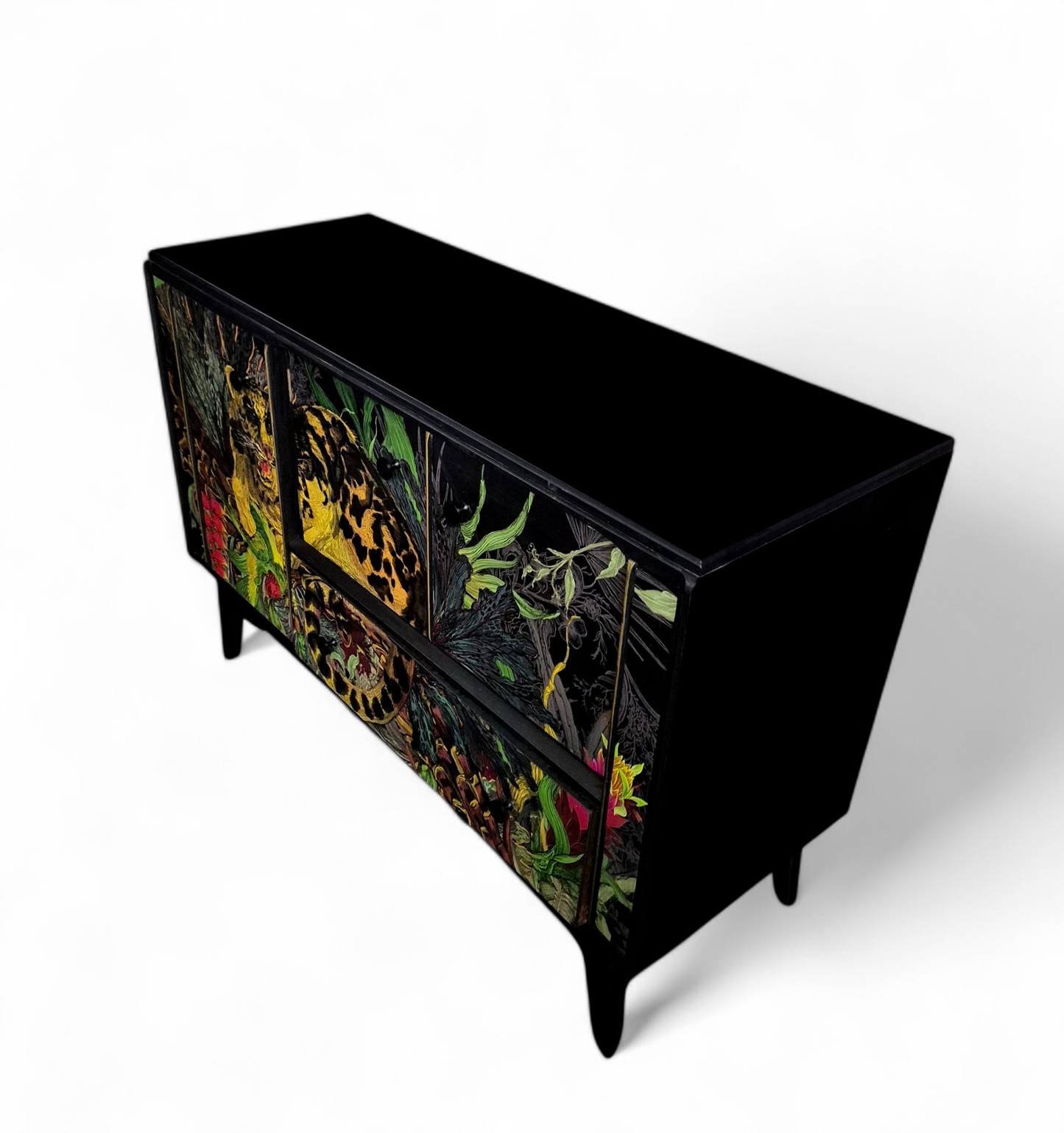 Luxury Mid Century G Plan Sideboard/ TV unit Timorous Beasties Clouded Leopard