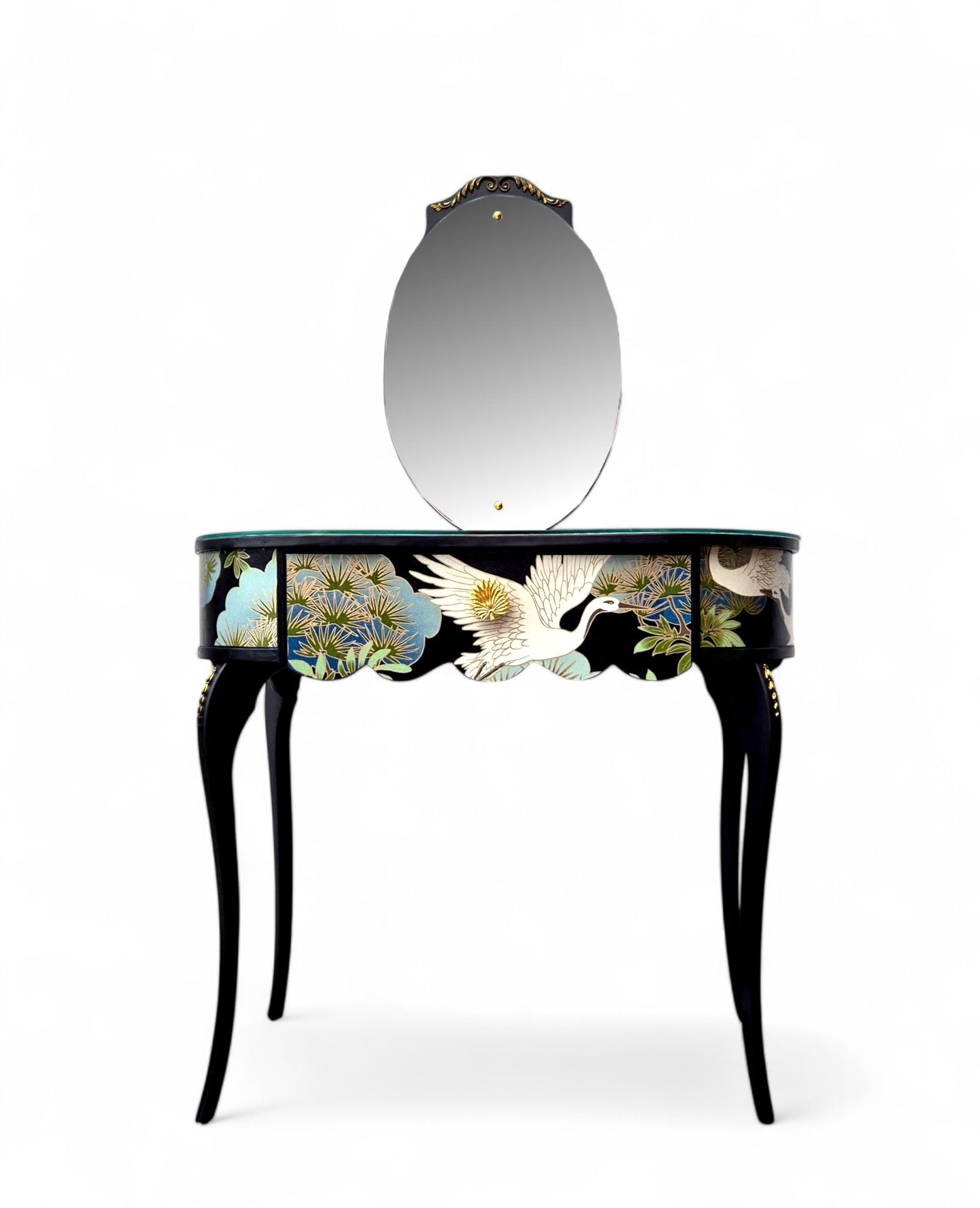 Luxury Upcycled Vintage Dressing Table with Chinoiserie Decoupage